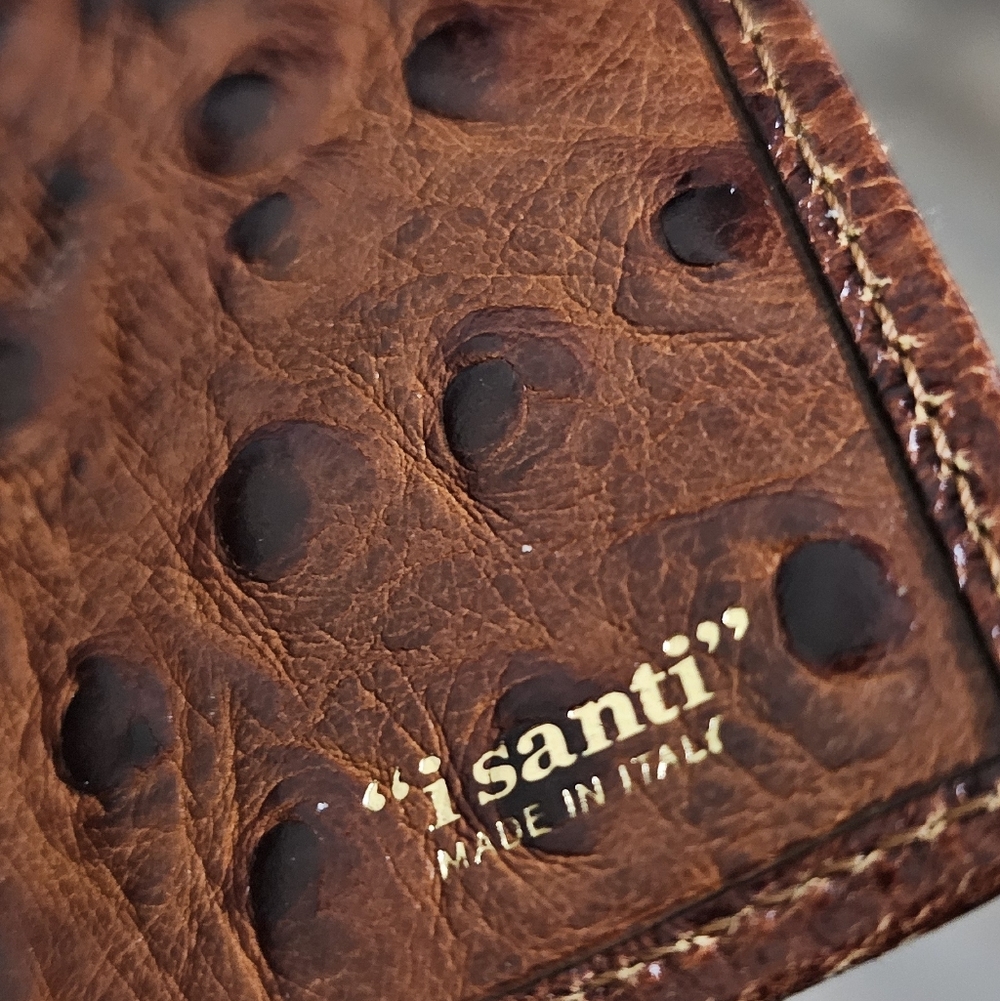 Trifold Ostrich Leather Wallet From "i santi", Italy. Unisex Wallet. - Picture 2 of 9